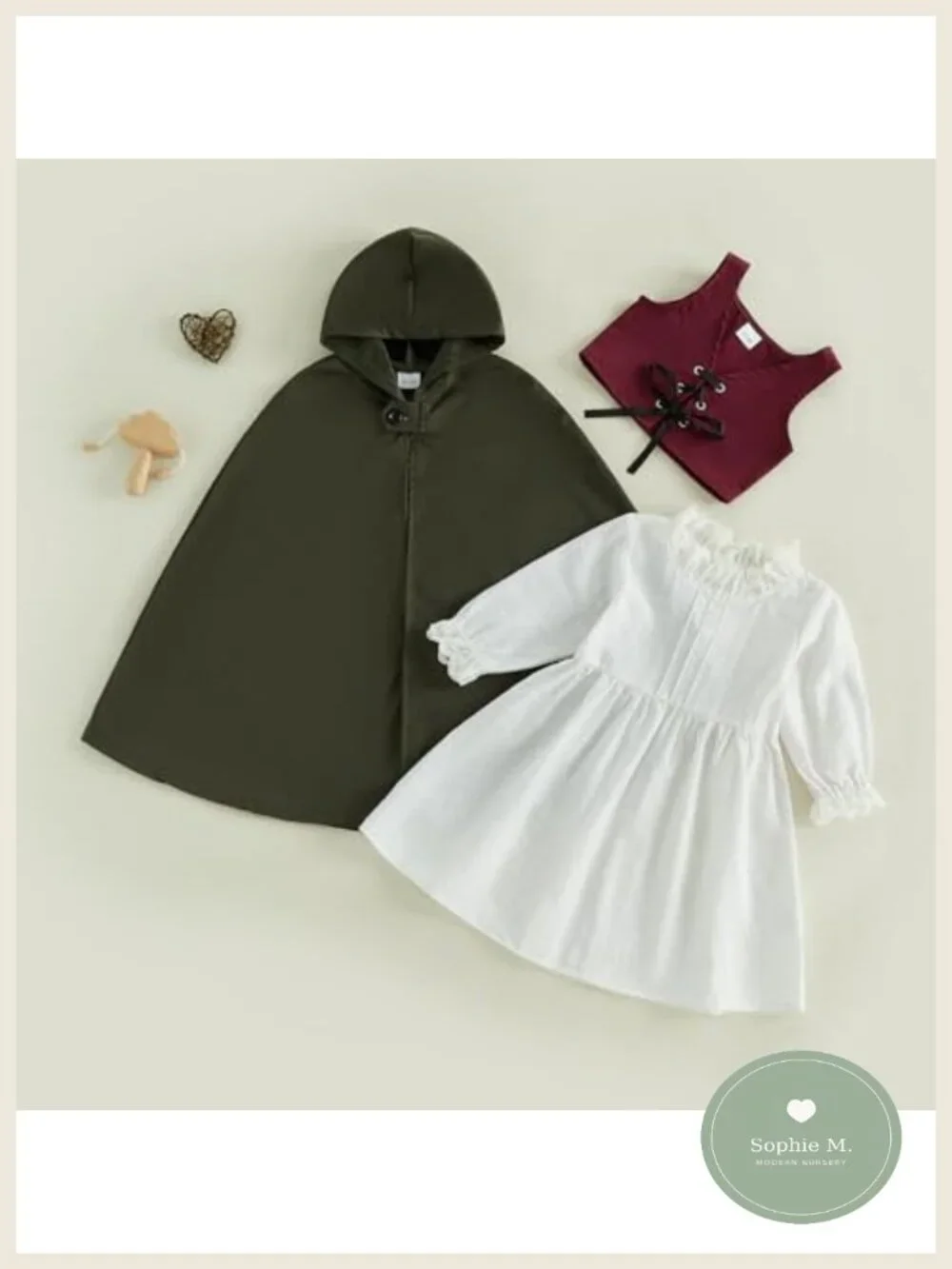 Toddler Girl Medieval Halloween Costume 4pc Set Ring Bearer Cape Outfit